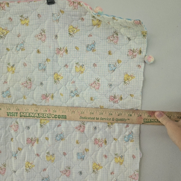 vintage baby crib quilt blanket hand embroidered nursery Cat, Clown, Rabbits *re - Picture 11 of 13